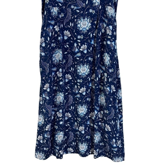 NWT Gap Blue Floral & Paisley Tie Shoulder Midi Apron Dress - Picture 7 of 12